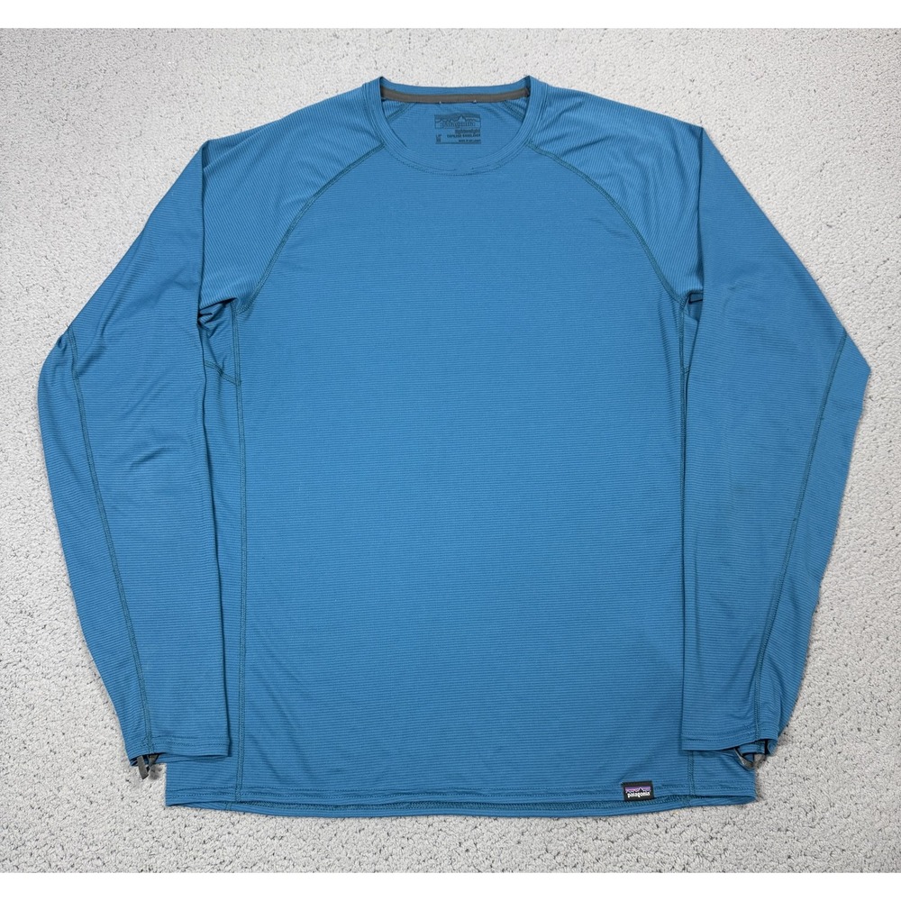 Patagonia Capilene Lightweight Shirt Mens Medium Blue Long Sleeve Baselayer Top